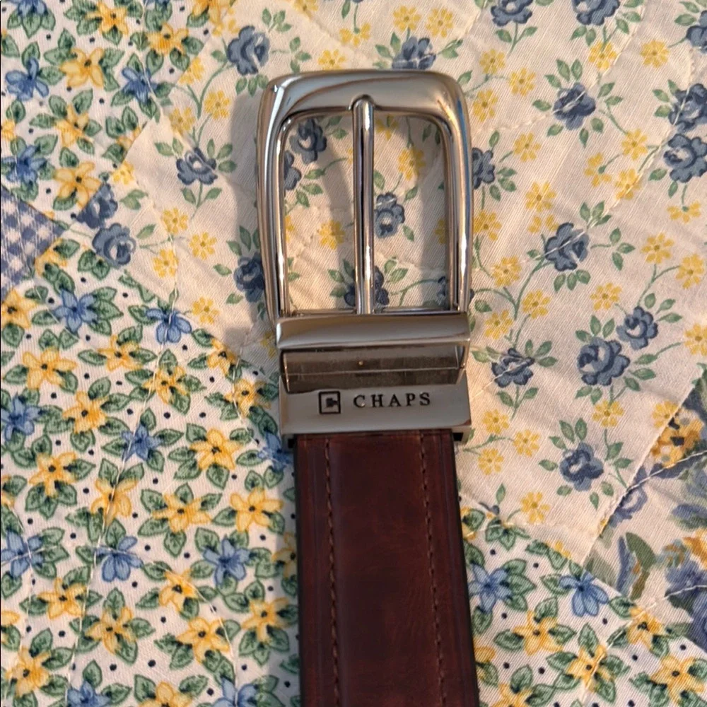 Chaps Kids Belt with Silver Buckle and Brown Strap